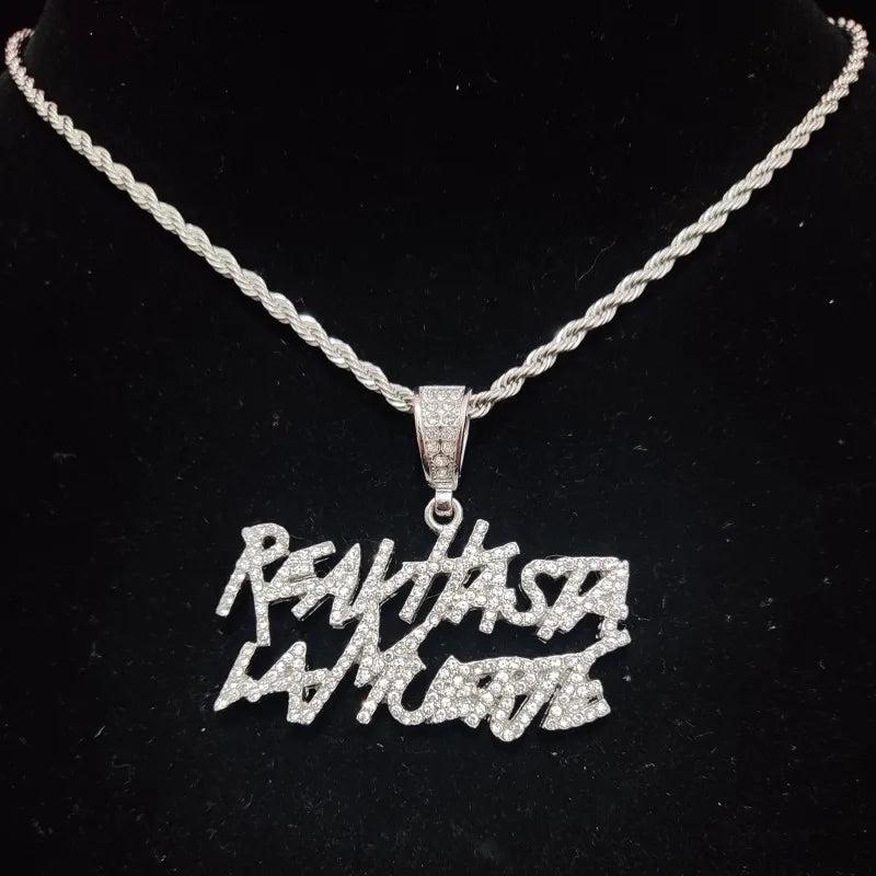 Hip Hop Letter Pendant Necklace with 9mm Cuban Chain
