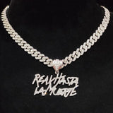 Hip Hop Letter Pendant Necklace with 9mm Cuban Chain