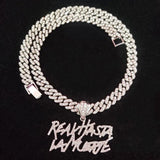 Hip Hop Letter Pendant Necklace with 9mm Cuban Chain