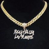 Hip Hop Letter Pendant Necklace with 9mm Cuban Chain