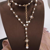 Pearl Long Double Layer Pendant Necklace Sweater Chain