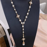 Pearl Long Double Layer Pendant Necklace Sweater Chain