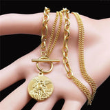 SAINT MICHAEL Archangel Necklace Stainless Chain Women Men