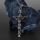 316L Stainless Steel Jesus Cross Pendant Chain Necklace For Men