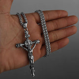 316L Stainless Steel Jesus Cross Pendant Chain Necklace For Men