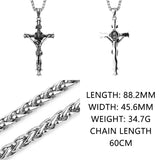 316L Stainless Steel Jesus Cross Pendant Chain Necklace For Men