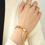 Cuban Link Chain Women's Necklace Bracelet Set Hip Hop Stainless Steel Jewelry