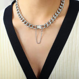 Cuban Link Chain Women's Necklace Bracelet Set Hip Hop Stainless Steel Jewelry