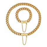 Cuban Link Chain Women's Necklace Bracelet Set Hip Hop Stainless Steel Jewelry