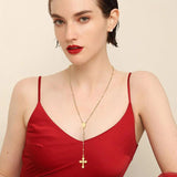 Rosary Bead Cross Necklace Women, St. Benedict/Virgin Of Guadalupe Pendant