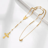 Rosary Bead Cross Necklace Women, St. Benedict/Virgin Of Guadalupe Pendant