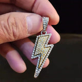 Hip Hop Lightning Pendant Necklace with Zircon Tennis Chain