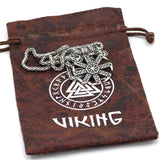 Nordic Slavic Kolovrat Runes Necklace Stainless Steel Viking Vegvisir