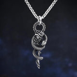 Men's 316L Stainless-steel Flower Snake Pendant Necklace Teens Punk Biker