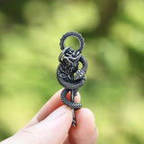 Men's 316L Stainless-steel Flower Snake Pendant Necklace Teens Punk Biker