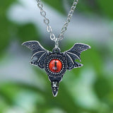 Men's Evil Eye Feather Pendant Necklace with Skull Punk Biker Jewelry