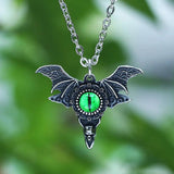 Men's Evil Eye Feather Pendant Necklace with Skull Punk Biker Jewelry