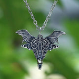 Men's Evil Eye Feather Pendant Necklace with Skull Punk Biker Jewelry