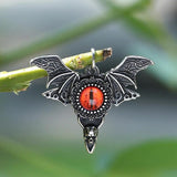 Men's Evil Eye Feather Pendant Necklace with Skull Punk Biker Jewelry