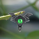 Men's Evil Eye Feather Pendant Necklace with Skull Punk Biker Jewelry