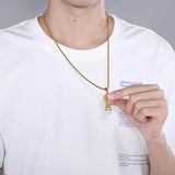 Microphone Pendant Necklace 18K Stainless Steel Hip Hop Rhinestone