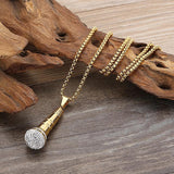 Microphone Pendant Necklace 18K Stainless Steel Hip Hop Rhinestone