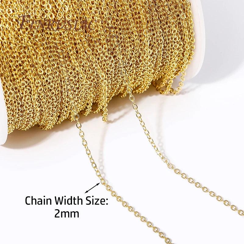 18K Plated Metal O Shape 2.0MM Thin Chains for DIY Jewelry Making