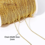 18K Plated Metal O Shape 2.0MM Thin Chains for DIY Jewelry Making