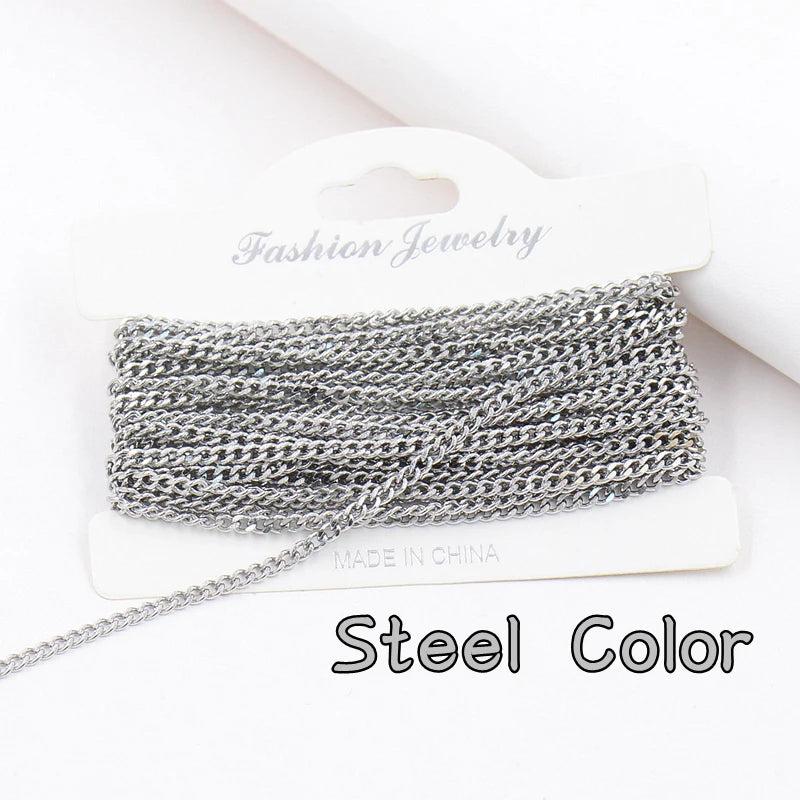 Stainless Steel 3mm Side Chain for DIY Necklace Bracelet
