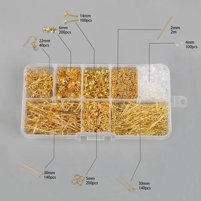 Ears Block Stopper Hooks Gold Pins Chain Beads Set