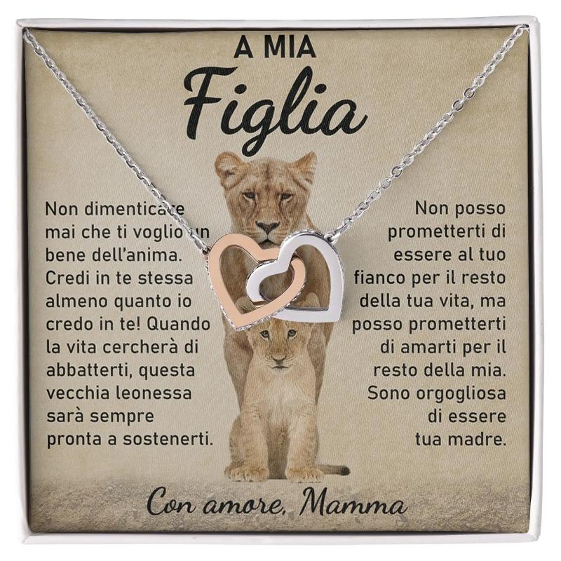 Italian To My Daughter Pendant Necklace Mom Christmas Gift Mother Girl