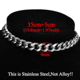 Punk Goth Silver Steel Cuban Link Chain Collar Choker Necklace