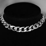 Punk Goth Silver Steel Cuban Link Chain Collar Choker Necklace