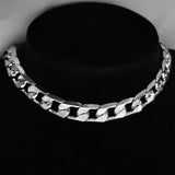 Punk Goth Silver Steel Cuban Link Chain Collar Choker Necklace