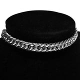 Punk Goth Silver Steel Cuban Link Chain Collar Choker Necklace