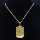 Retro Islamic Quran Arab Religious Stainless Steel Allah Necklace