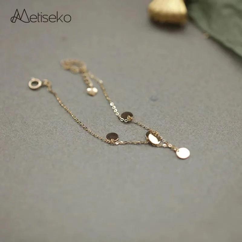 Mini Glitter Disc Bracelet 925 Silver 14K Plated