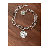 925 Silver Thick A Bracelet Hiphop Vintage Hasp Gift