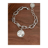925 Silver Thick A Bracelet Hiphop Vintage Hasp Gift