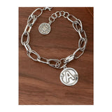 925 Silver Thick A Bracelet Hiphop Vintage Hasp Gift