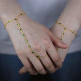 Colorful Bezel Round Dot CZ Link Chain Slave Bracelet