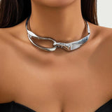 Chunky Chain Short Necklace Collar for Women Heavy Metal Choker