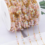 Pink Crystal Beads Chain for Jewelry Making DIY