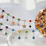 Colorful Crystal Charms Butterfly Chains for DIY Jewelry Making