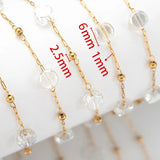 Stainless Steel Crystal Stone Bead Sweater Chain