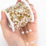 Stainless Steel Crystal Stone Bead Sweater Chain