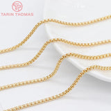 1M 2.9MM 3.6MM 24K Brass Box Necklace Chains for Jewelry Making