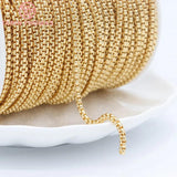 1M 2.9MM 3.6MM 24K Brass Box Necklace Chains for Jewelry Making