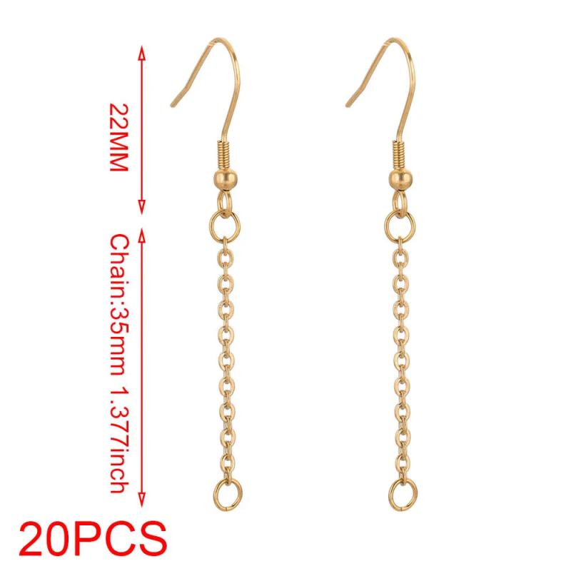 20pcs Stainless Steel Chain Earrings Hooks Wire Ear Hooks Connectors