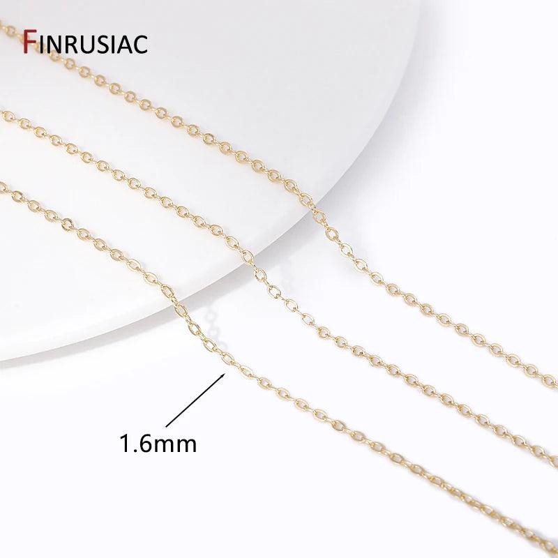 1.6mm 14K Plated Brass Oval Thin Chains for Jewelry Making
